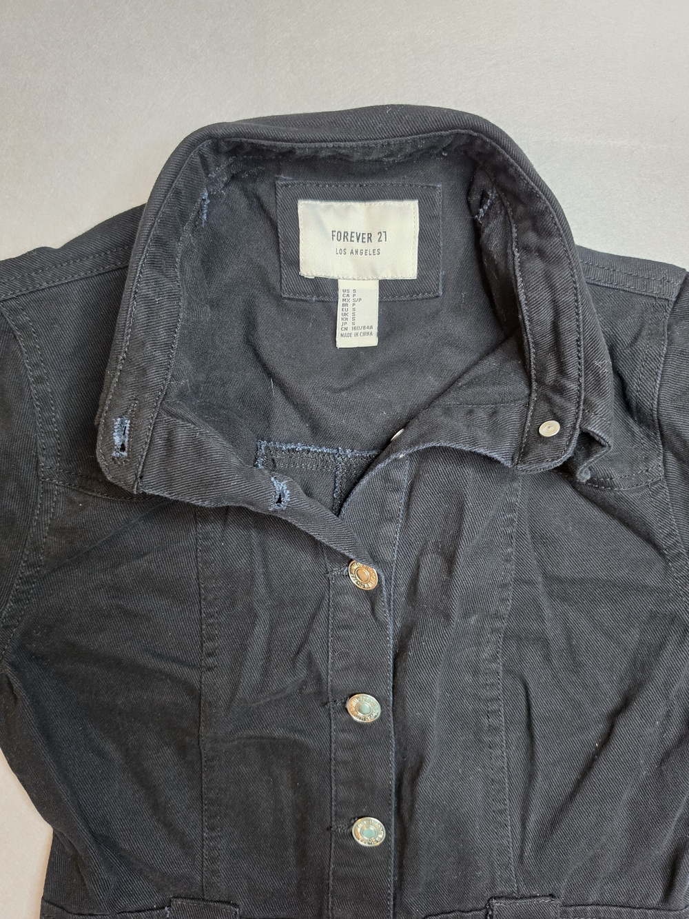 Forever 21 button-up black denim mini dress Size Small - No Belt